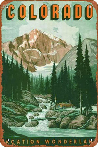 Colorado Travel Poster Retro Vintage Metal Tin Sign Wall Decor Retro Metal Signs - Thegiftio UK