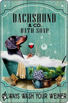 Dachshund Wall Decor Metal Tin Sign - Wash Your Wiener - Vintage Poster Decoration Sign Bar Home Bathroom Wall Decoration Sign - Thegiftio UK