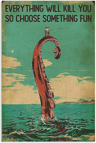 Fishing Is A Fun Way To Choose, Vintage Posters, Metal Tin Signs, Iron Paintings, Plaques, Wall Decorations, Suitable For Bars, Clubs, Novel And Interesting Bathrooms, Retro Living Rooms, Cafe Shops - Thegiftio UK