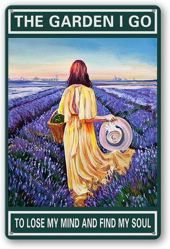 The Garden I Go Welcome Sign Metal tin signs, vintage Art poster plaque Kitchen home wall decor Bedroom Decoration Gift - Thegiftio UK