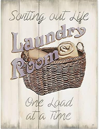 Retro Metal Wall Door Sign Plaque Kitchen Picture Utility Room Funny Laundry Starting Out Life Laundry Room One Load At A Time Metal Tin Signs Wall Decor - Thegiftio UK