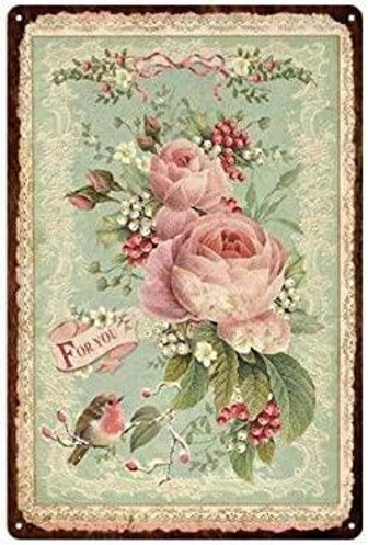 Rose Flower Vintage Metal Tin Sign Pastoral Artistic Tin Painting Home Living Room Decor Pin Up Garden Metal Sign Wall Plate-tin Sign - Thegiftio