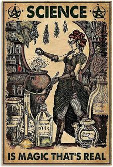 Science Is Magic that's real witch Vintage Metal Tin Sign Witchcraft Baking Kitchen Decor Iron Painting For Home Garden Black Cats Wall Art Poster - Thegiftio UK