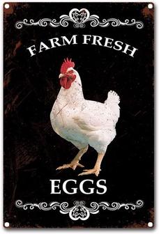 Tin Sign Farm Fresh Eggs Vintage Metal Signs Rustic Poster Art Retro Decor - Thegiftio