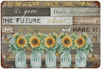 Vintage Metal Sign God Says You Are Sunflower Butterflies Positivity Retro Poster Iron Painting Rustic Wall Decor Plaque Inspirational Aluminum Wall Art For Bar Coffee Kitchen Restaurant - Thegiftio UK