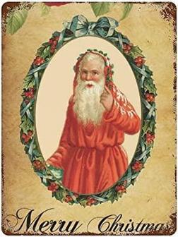 Vintage Santa Metal Sign Merry Christmas Metal Tin Sign Vintage Metal Plaque For Halloween Christmas Thanksgiving Fall Home Wall Door Farmhouse Wedding Birthday Housewarming Gift - Thegiftio UK