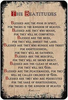 Vintage Tin Sign The Beatitudes Wall Décor - Scripture Wall Décor - Christian Wall Art For Home Or Office Decore, Inspirational Verse Poster For Spiritual - Metal Plaque - Thegiftio UK