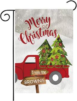 2022 Custom Family Name Christmas Garden Flag, Personalized Double Sided Yard Flag With Truck/christmas Tree/garden Gnomes Xmas Decorations Outdoor Flags For Holidays - Thegiftio UK