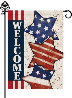 4th Of July Garden Flag Stars Patriotic Striped Double Sided Welcome Fourth Of July Independence Day Memorial Day Flags Outdoor Yard Decoration - Thegiftio