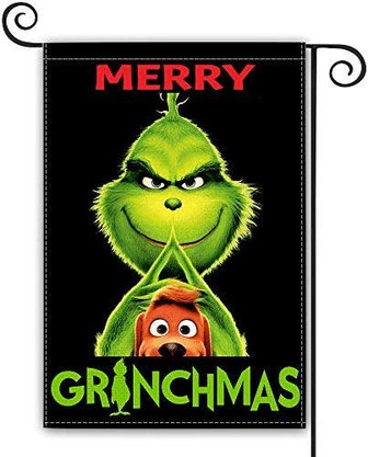 Christmas Garden Flag Christmas Green Villain Burlap Double Sided Garden Flag Yard Outdoor Decoration - Thegiftio UK