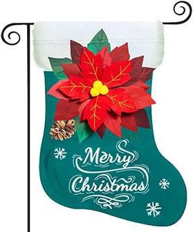 Christmas Garden Flag, Christmas Stocking Merry Christmas Yard Flag Outdoor Decorations, Double Sided, Winter Holiday Christmas Yard Indoor Xmas Decor - Thegiftio UK