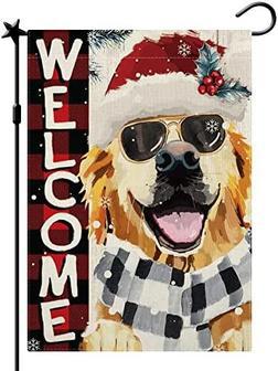 Christmas Golden Retriever Garden Flag Dog Garden Flag, Christmas Garden Flags For Outside Double Sided Winter Yard Flag Xmas Holiday Flag Home Yard Farm Christmas Decor Outdoor - Thegiftio UK