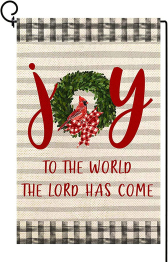Christmas Joy Garden Flag Cardinal Holy Yard Flag Double Sized Burlap Winter Holiday Religious Inspired Seasonal Farmhouse Outdoor Decoration - Thegiftio UK