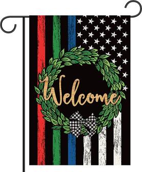 Fourth Of July Decoration Burlap Garden Flag, 12x18 Inch Patriotic Welcome Flag, 4th Of July Banner For Independence Day/ Veterans Day/ Memorial Day Decoration, Yard Outdoor American Flag Garden Flag - Thegiftio UK