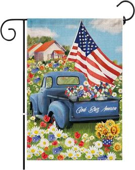 God Bless America 4th Of July Garden Flag 12x18 Inches Double Sided-mini Independence Day Patriotic Rustic Truck Yard Flag For Outside-small Outdoor Patriotic 4th Of July Garden Flags - Thegiftio UK