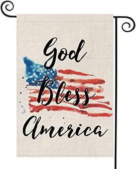 God Bless America 4th Of July Garden Flag Vertical Double Sided Patriotic Strip And Star American Flag, Memorial Day Independence Day Yard Outdoor Decoration - Thegiftio UK