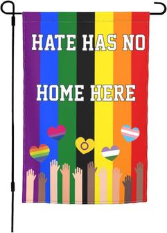 Hate Has No Home Here Pride Garden Flags Vertical Double Sided Holiday Rainbow Flag Lgbt Love Is Love Garden Flag Outside Decor For Home Yard Farmhouse 12×18 Inch - Thegiftio UK