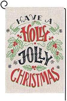 Holly Jolly Christmas Garden Flag 12x18 Vertical Double Sided Winter Holiday Yard Decorations - Thegiftio UK