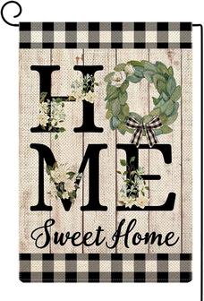 Home Sweet Home Summer Sunflowers Sunshine Small Garden Flag Burlap Vertical Double Sided Spring Farmhouse Rustic Buffalo Check Plaid Summer Bee Home Decor For Yard Lawn Patio Outdoor - Thegiftio UK