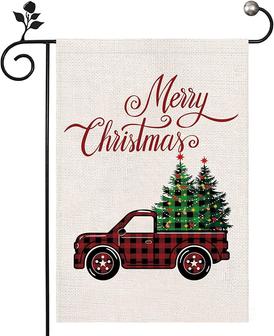 Merry Christmas Garden Flag 12 X 18 Inch Double Sided Burlap Santa Claus Small Yard Flags Christmas Holiday Decoration For Winter Outside Home Lawn Decor - Thegiftio UK