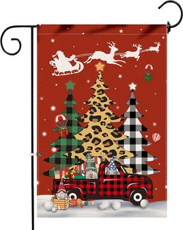 Merry Christmas Garden Flag 12x18 Inches Double Sided-small Burlap Christmas Trees, Truck, And Gnomes Yard Flags For Outside-farmhouse Seasonal Outdoor Mini Happy Winter Garden Flag - Thegiftio UK