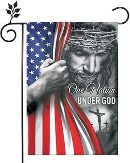 One Nation Under God Garden Flag - Christian - Jesus - Usa Double Side Garden Flags House Yard Decor 12x18in - Thegiftio UK