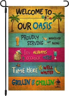 Snycler Bar & Grill Where The Neighbor - Swimming Pool Decor Classic Garden Signs - Funny Gift For Summer Vibes, Friends Party Decorative Signs Oasis, 12 X 18 Inch Vertical Double Sided Garden Flag - Thegiftio UK