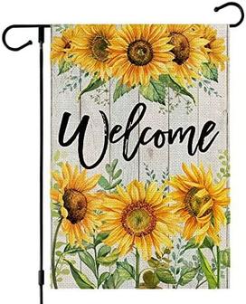 Summer Garden Flag Welcome Sunflower 12x18 Inch Small Double Sided For Outside Yard - Thegiftio UK