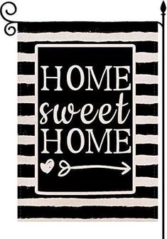 Welcome Home Watercolor Stripes Garden Flag , Home Sweet Home Vertical Double Sided 12 X 18 Inch Rustic Burlap Black And White Spring Summer Holiday Outdoor Décor - Thegiftio UK