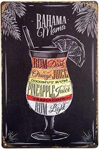 Bahama Mama Cocktail Metal Sign Vintage Hot Rod Sign Man Cave Posters - Thegiftio UK