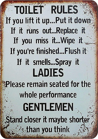 Bathroom Wall Decor Funny Bathroom Signs Decor Metal Sign Rustic Bathroom Decor Room Decor Bathroom Rules Toilet Rules Wall Art - Thegiftio UK