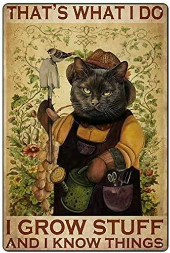Funny Cat Gardening Vintage Metal Tin Sign Aluminum Sign Wall Art Decor Metal Sign Decoration Sign Art Decor - Thegiftio
