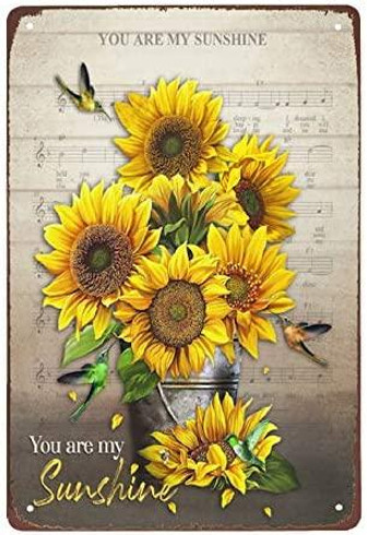 Metal Sign Sunflower And Hummingbirds You Are My Sunshine Tin Sign Vintage Wall Decoration Home Garden Kitchen Art Sign - Thegiftio UK