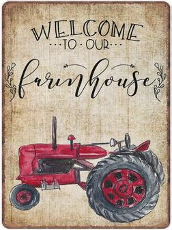 Red Tractor Tin Signs Vintage Tractor Sign Decoration Country Home Funny Vintage Metal Sign Plaque Poster Wall Art Pub Bar Kitchen Garden Bathroom Home Decor - Thegiftio UK
