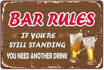 Vintage Tin Sign Bar Rules Metal Sign Man Cave Sign For Men Home Door Decor Art Kitchen Store Ranch Bar - Thegiftio UK