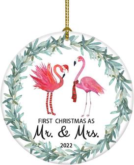 2022 Flamingo Our First Christmas As Mr & Mrs Ornament First Christmas Ornament Gift For Couple