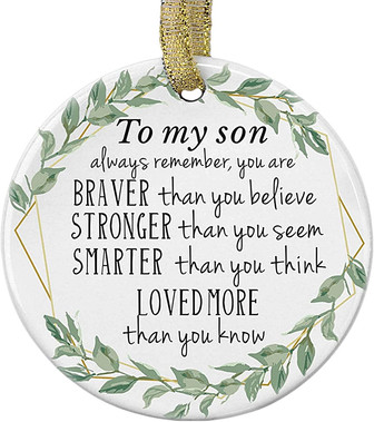 2022 To My Son Ornaments Funny Decorations Christmas Tree Home Ceramic Ornament - THEGIFTIO