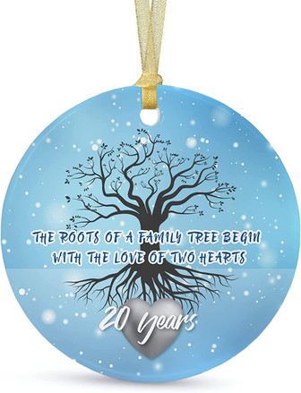 20th Anniversary Ornament 2022,20 Years As Mr And Mrs, Wedding Anniversary For Twenty Years Couple, Ceramic Ornament For 20th Husband & Wife Married Decorations - Thegiftio UK