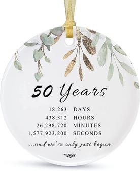50th Anniversary Wedding Ornament 2022 For Couple, 50 Years As Mr And Mrs, Wedding For Fifty Years, Ceramic Ornament For 50th Husband&wife Married Decoration - Thegiftio UK