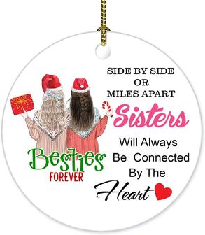 Best Friends Forever Christmas Ornaments Ceramic Keepsake Long Distance Ornament Graduation Birthday Gifts For Sister Friends Christmas Tree Decoration - Thegiftio UK