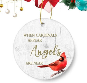 Christmas Decorations 2022 Christmas Ornament ưround Ceramic Ornament Keepsake Memorial Christmas Ornament 2022 When Cardinals Appear, Angels Are Near - Thegiftio UK