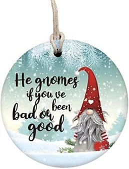 Gnome Christmas Decorations, Single-sided Painting, Christmas Gnome Ornaments, Grinch Tree Topper Decor, Ornament For Hanging Christmas Tree - Thegiftio