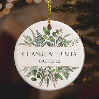 Personalized Names & Date Christmas Tree Ornaments 2022, Customizable Ceramic Ornament, Christmas Keepsake Gifts For Couples, Parents, Gifts For Wedding, Anniversary, Engagement - Thegiftio UK