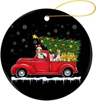 Red Truck Pick Up Beagle Christmas Ornament Christmas Tree Hanging Decorations Commemorative Ornament Decor Gift For Family Friends - Thegiftio