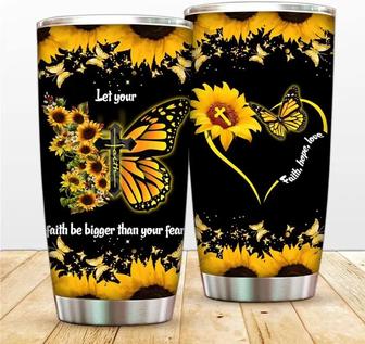 20 Oz. Sunflower Tumbler Double Wall Stainless Steel Vacuum Insulated Black Butterfly Travel Mug, Water Coffee Cup For Home, Office, School, Ice Drink, Hot Beverage - Thegiftio UK