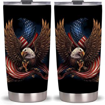 20oz Patriotic Eagle Tumbler-stainless Steel Travel Mug With Lid And Straw Gift For Man Grandpa Dad Husband Son - Thegiftio UK