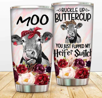 Cow Vacuum Tumbler Cup Buckle Up Buttercup You Just Flipped My Heifer Switch Insulated Coffee Mug To Sister, Mom Thermos, Cow Bottle For Travel, Work, Fitness Cold Warm Beverage - Thegiftio UK
