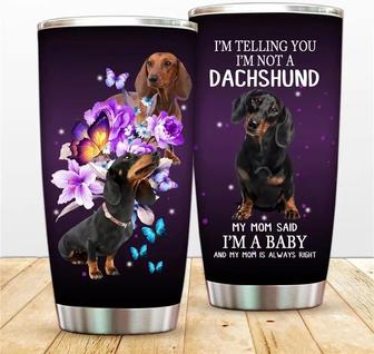 Dachshund 20 Oz Lid Straw Vacuum Mug, Coffee Mug I'm Mom's Baby, Hot And Cold Coffee Mug, Tumbler Mug, Car Cup 20oz For Dog Lover Dog Mom - Thegiftio UK