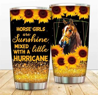 Horse Girls Are Sunshine Tumbler Mug, Sunflower Travel Cup Double Wall Vacuum Insulated Coffee Mug, 20oz Tumblers For Daughter Mom Girlfriend Wife Son - Thegiftio