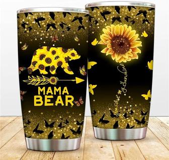 Mama Bear 20oz Tumbler Cup You Are My Sunshine Sunflower Double Wall Vacuum Sporty Thermos Butterfly Insulated Travel Mug To Mom Christmas Coffee Cup - Thegiftio UK